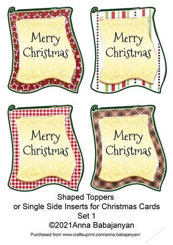 Shaped Toppers or Single Side Inserts for Christmas Cards Set 1