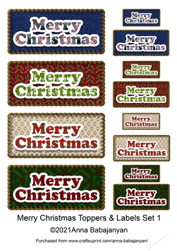 Merry Christmas Toppers & Labels Set 1