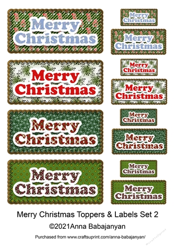Merry Christmas Toppers & Labels Set 2