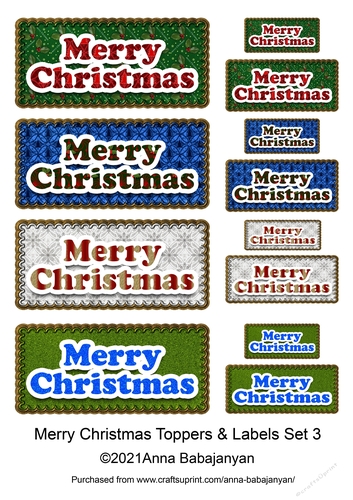 Merry Christmas Toppers & Labels Set 3