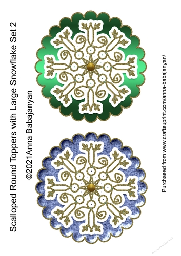 Scalloped Round Toppers with Large Snowflake Set 2