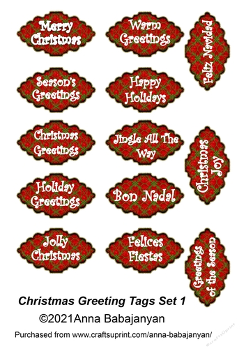 Christmas Greeting Tags Set 1