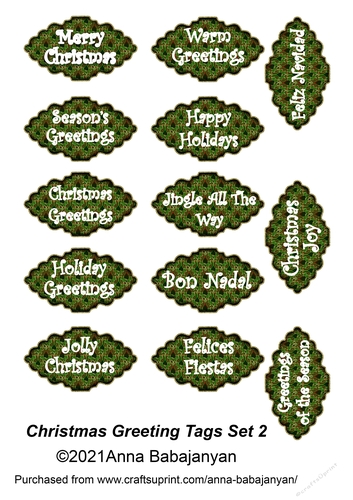 Christmas Greeting Tags Set 2