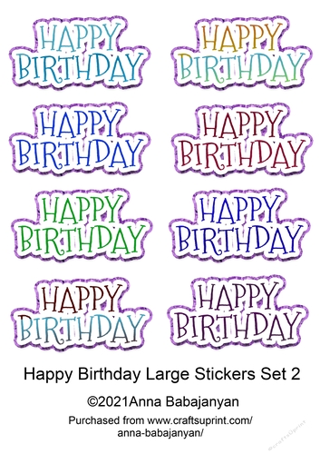 Happy Birthday Large Stickers Set 2