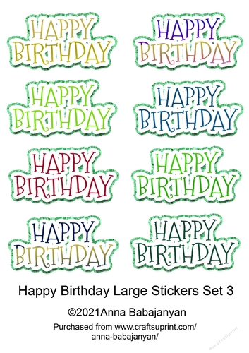 Happy Birthday Large Stickers Set 3
