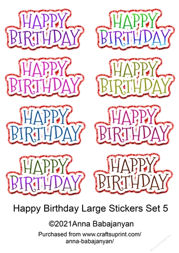 Happy Birthday Large Stickers Set 5