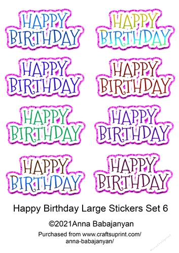 Happy Birthday Large Stickers Set 6