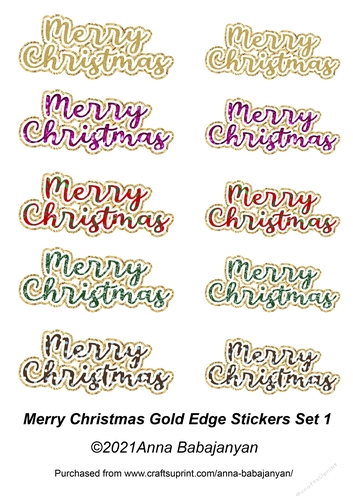 Merry Christmas Gold Edge Stickers Set 1
