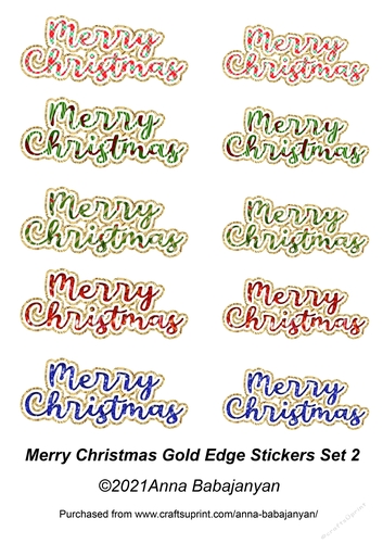 Merry Christmas Gold Edge Stickers Set 2