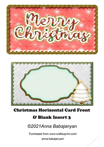 Christmas Horizontal Card Front & Blank Insert 3