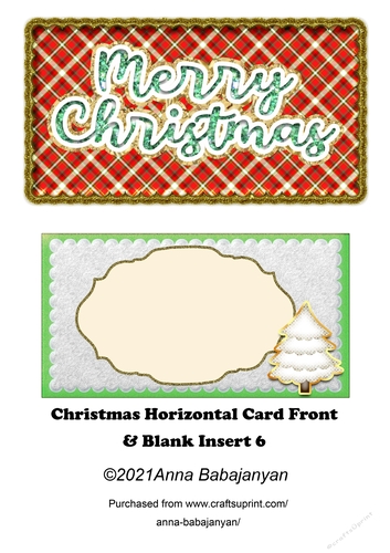 Christmas Horizontal Card Front & Blank Insert 6