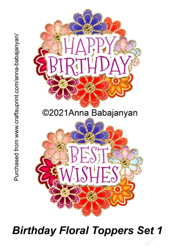 Birthday Floral Toppers Set 1