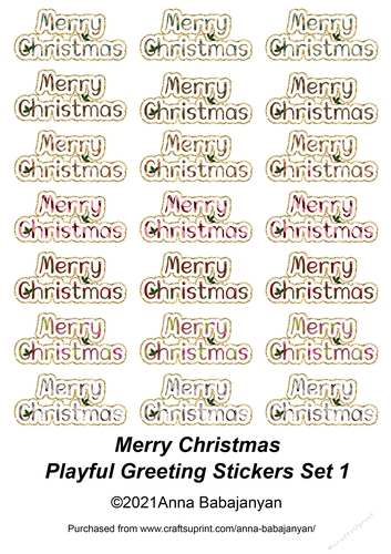 Merry Christmas Playful Greeting Stickers Set 1