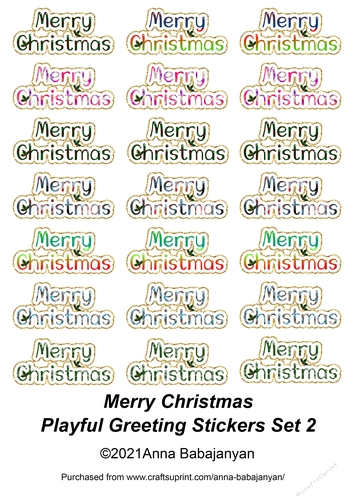 Merry Christmas Playful Greeting Stickers Set 2
