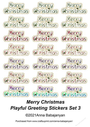 Merry Christmas Playful Greeting Stickers Set 3