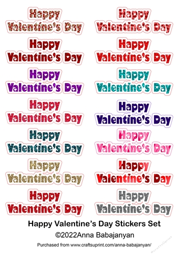 Happy Valentines Day Stickers Set