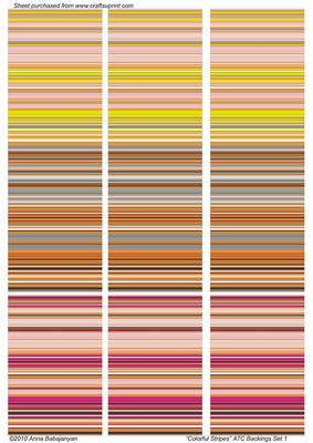 Colorful Stripes Atc Backings Set 1