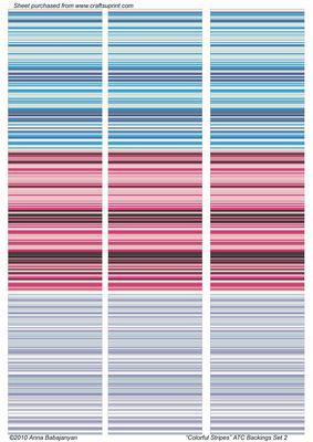 Colorful Stripes Atc Backings Set 2