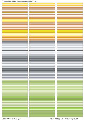Colorful Stripes Atc Backings Set 3