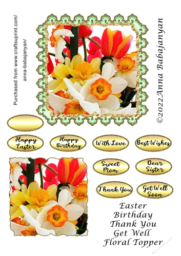 Easter Birthday Thank  You Get Well Floral Topper
