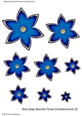 Silver Edge Beautiful Flower Embellishments 5