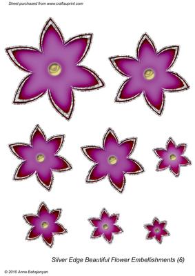 Silver Edge Beautiful Flower Embellishments 6