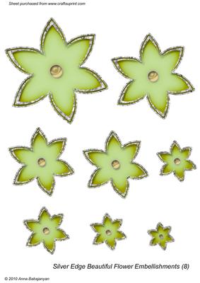 Silver Edge Beautiful Flower Embellishments 8