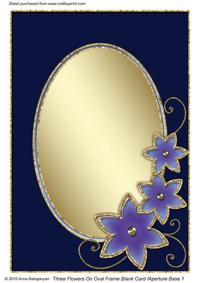 Three Flowers on Oval Frame Blank Card Aperture Base 1