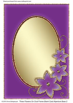 Three Flowers on Oval Frame Blank Card Aperture Base 2