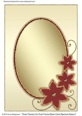 Three Flowers on Oval Frame Blank Card Aperture Base 5