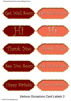 Various Occasions Card Labels (3)