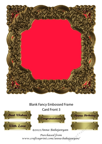 Blank Fancy Embossed Frame Card Front 3