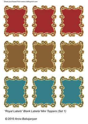 Royal Labels Blank Labels/ Mini Toppers (set 1)