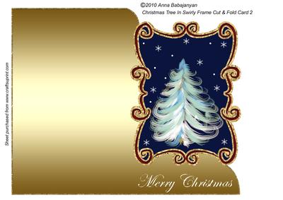 Christmas Tree in Swirly Frame Cut & Fold Card 2