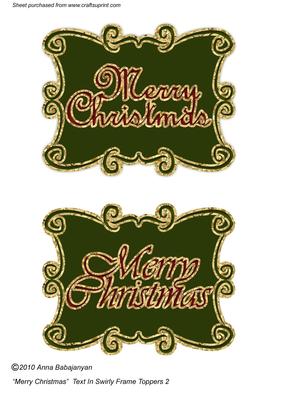 Merry Christmas Text in Swirly Frame Toppers 2