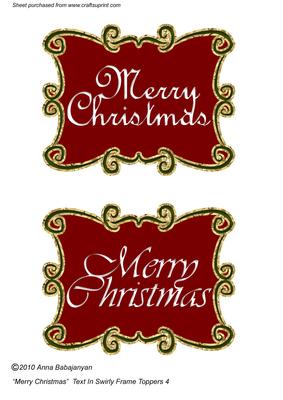 Merry Christmas Text in Swirly Frame Toppers 4