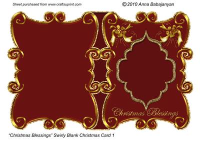 Christmas Blessings Swirly Blank Christmas Card 1