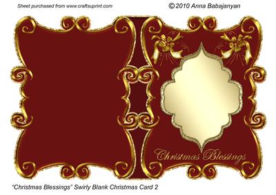 Christmas Blessings Swirly Blank Christmas Card 2