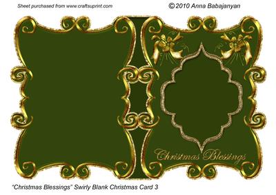 Christmas Blessings Swirly Blank Christmas Card 3