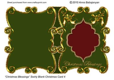 Christmas Blessings Swirly Blank Christmas Card 4