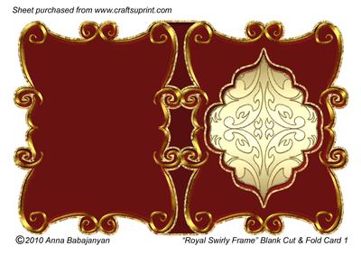 Royal Swirly Frame Blank Cut & Fold Card 1