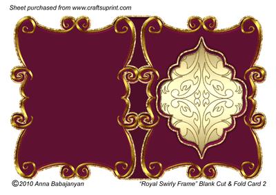 Royal Swirly Frame Blank Cut & Fold Card 2