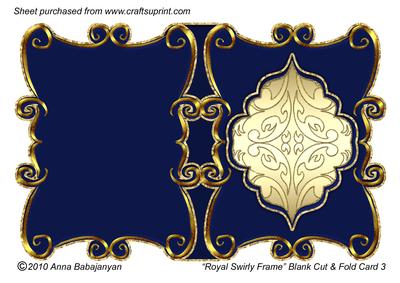 Royal Swirly Frame Blank Cut & Fold Card 3