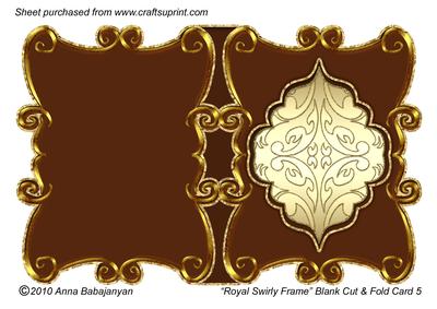 Royal Swirly Frame Blank Cut & Fold Card 5