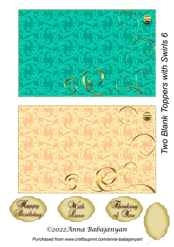 Two Blank Toppers with Swirls 6