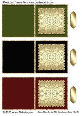 Blank Mini Cards with Scalloped Base (set 3)