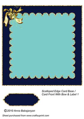 Scalloped Edge Card Base Card Front with Bow & Label 1