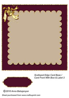 Scalloped Edge Card Base Card Front with Bow & Label 2