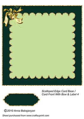 Scalloped Edge Card Base Card Front with Bow & Label 4