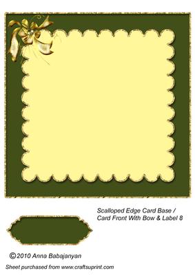 Scalloped Edge Card Base Card Front with Bow & Label 8